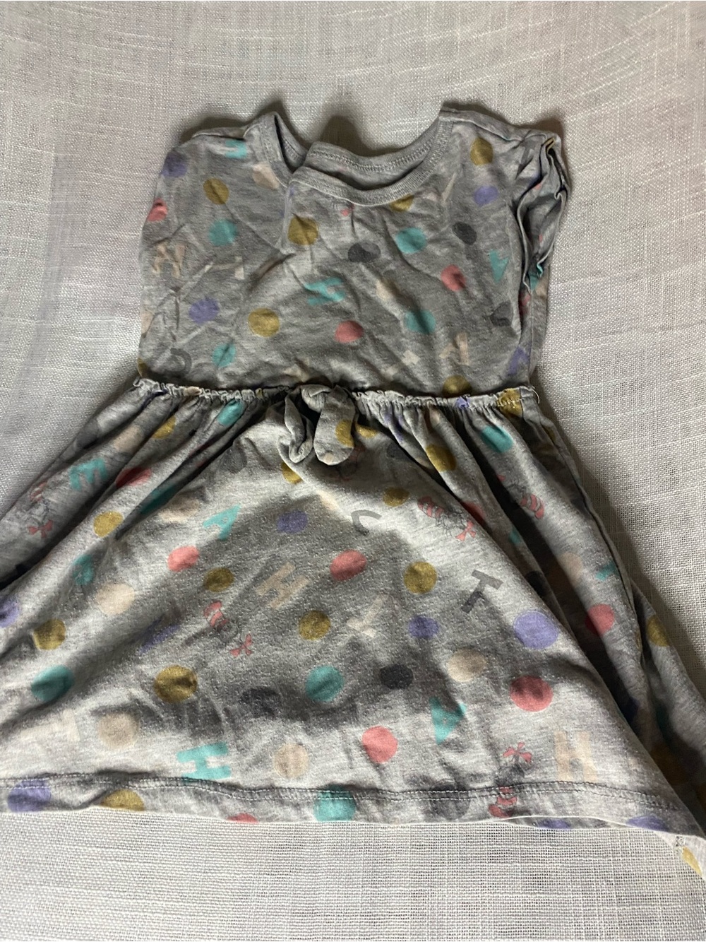 Dr. Seuss Girls' Grey Dress with Multicolor Polka Dots